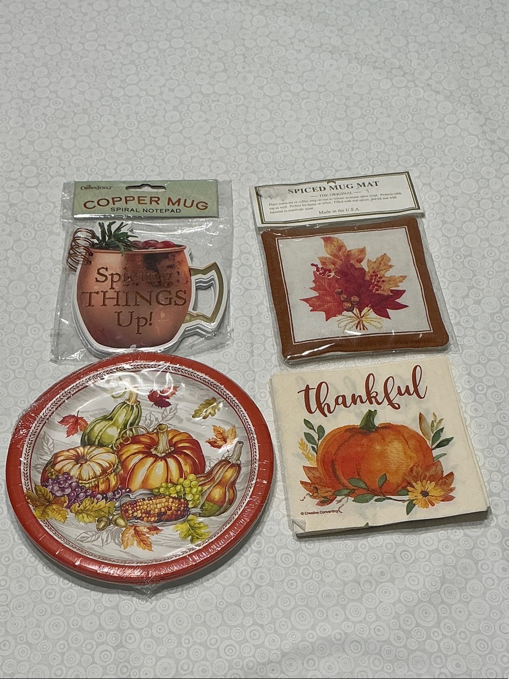 Pumpkin & Harvest Napkin, Plate Set, Spiced Mug Mat, Copper Mug Spiral Notepad